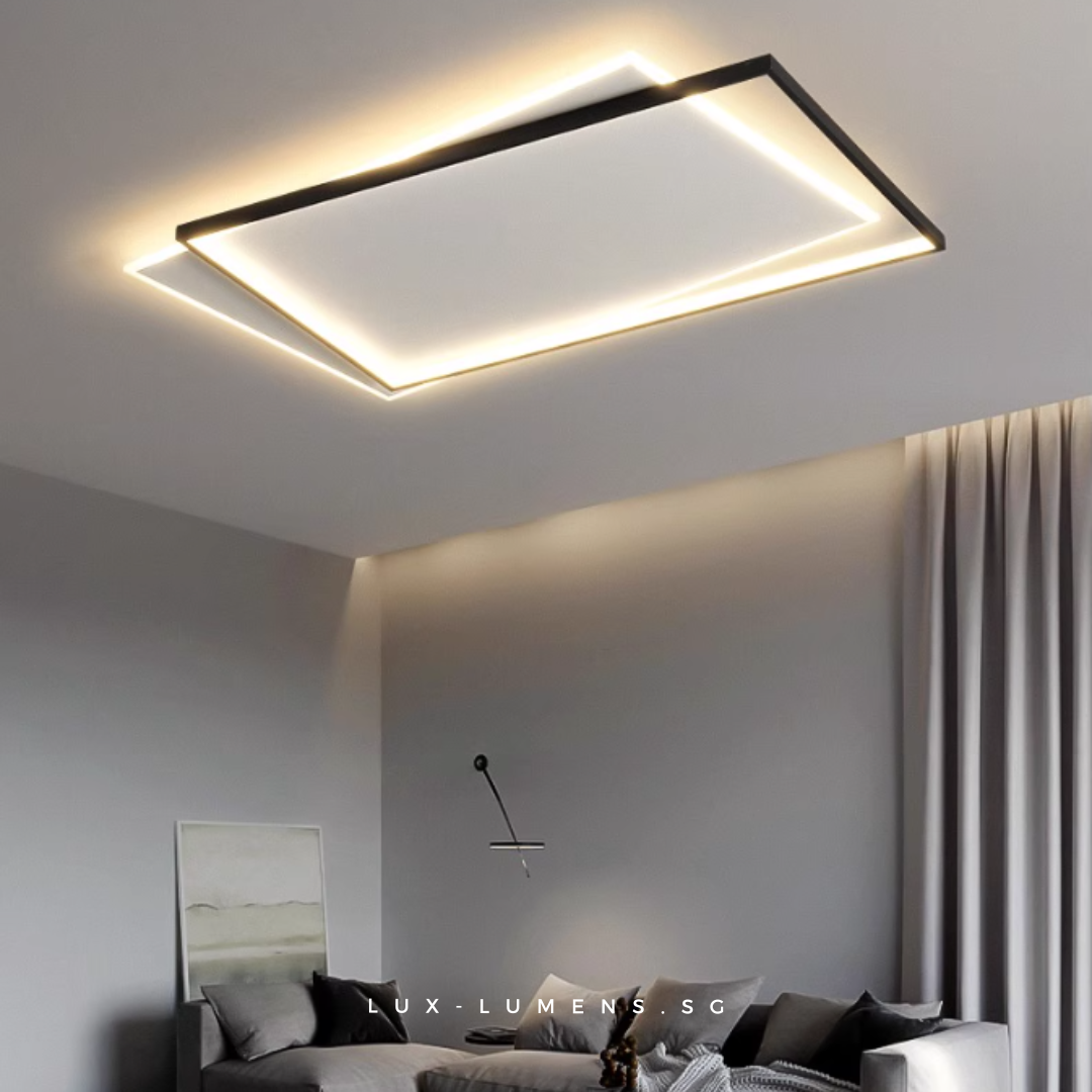 Rectangular Ceiling Light Lenses Minimalist Linear Wooden Pendant LED